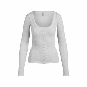 SKIMS Heavy Waffle Cardigan Light Heather Grey